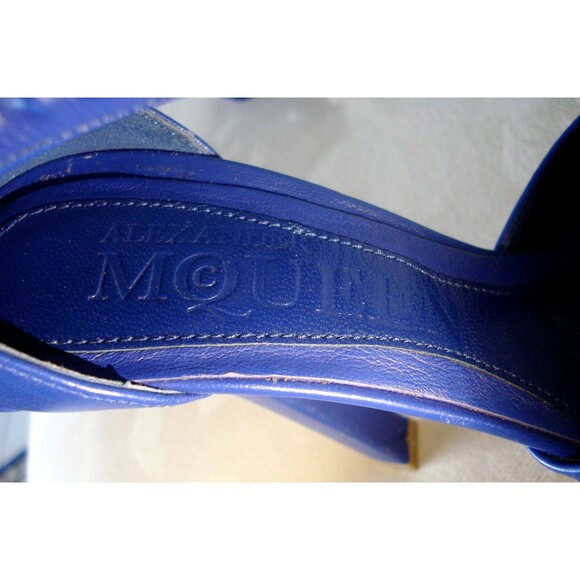 Alexander McQueen Platform Stiletto Peep Toe Blue Sandals Size 35 Italy - US 5 - Picture 11 of 11